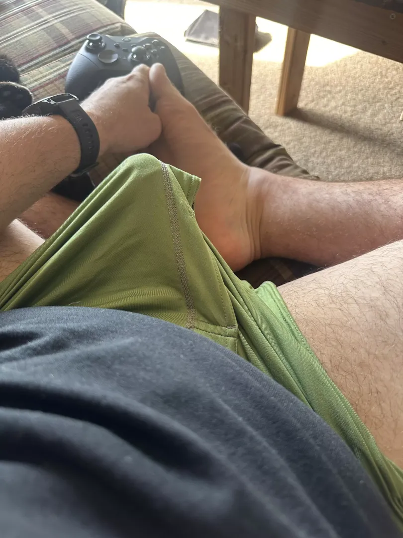 Bored, hard, ready to be pulled out and sucked while I play video games 