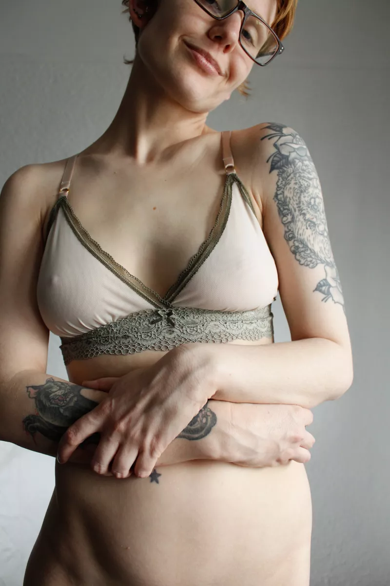 Bought a fancy bra but couldn't afford matching panties - oh well! ^^