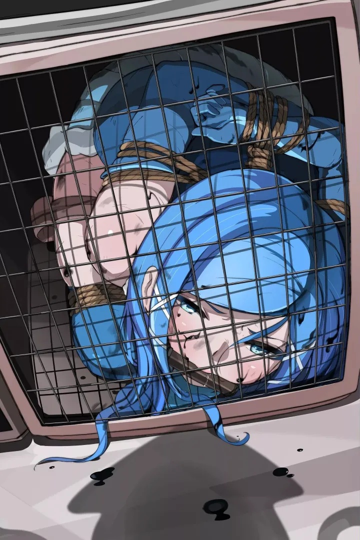 Bound and kept in her very own kennel~