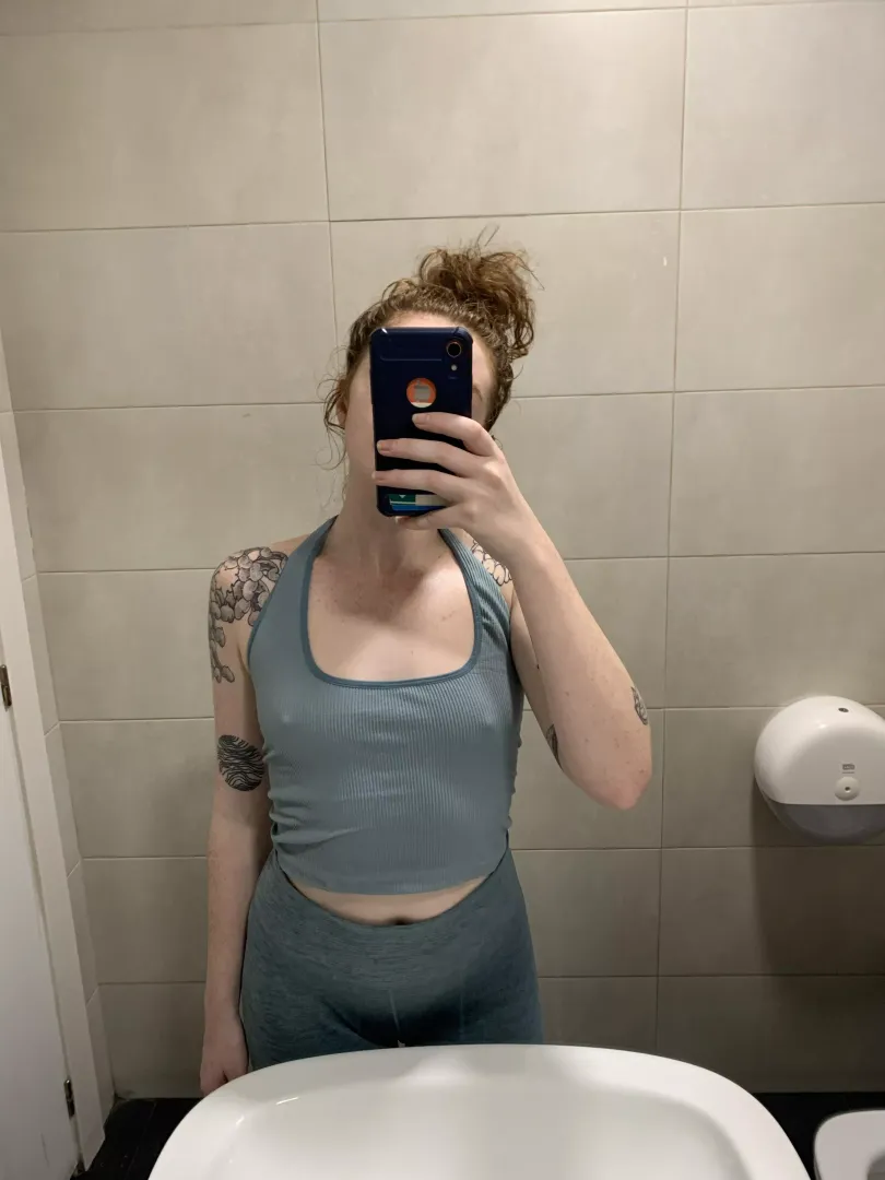 Braless at the gym