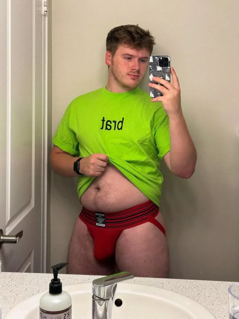 brat and it’s the same but I’m wearing a red jock so it’s not 💚 [26]