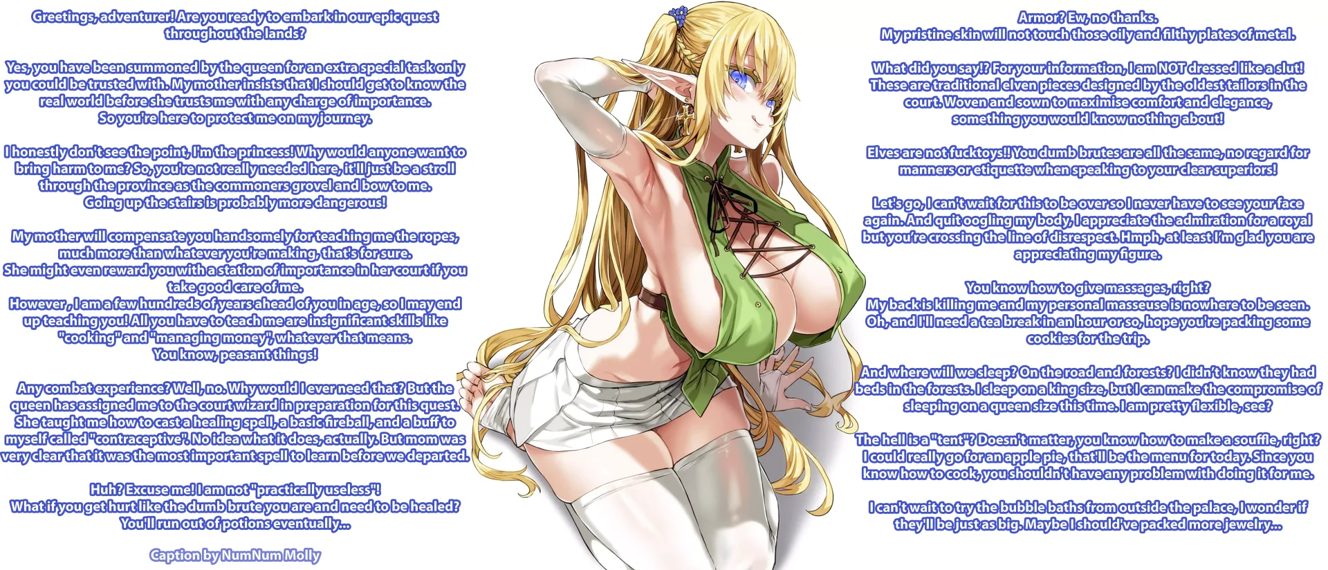 Bratty Princess' Journey [Elf Girl][Royal][Annoying][Naive][Entitled][Rich Gal][Inminent Hatefucking][Artist: Asanagi]