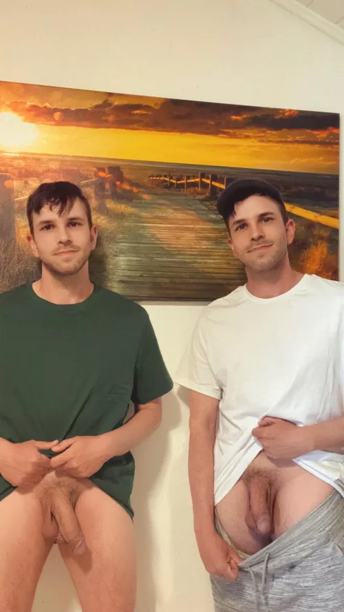 Brothers comparing dicks. Whose is bigger?