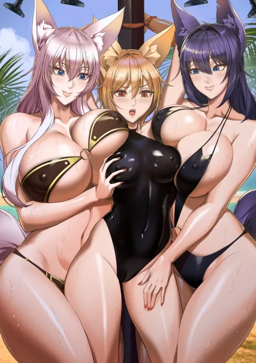 Busty Fox Girls' Shower (Kirin Ouji ) [Original]