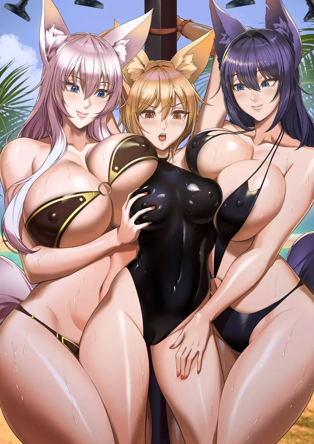 Busty Fox Girls' Shower (Kirin Ouji ) [Original]