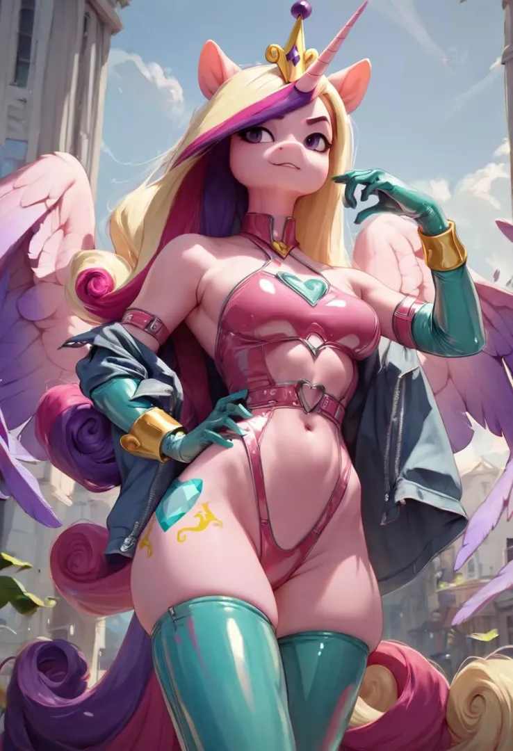 Cadance trying out a new outfit while strolling through the city (AI) [RoyalSimp]
