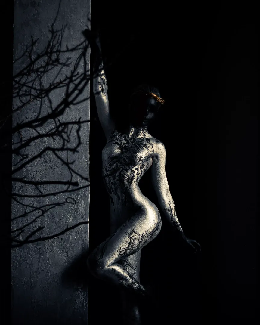 Calligraphic bodypaint on my body by Theabstracter