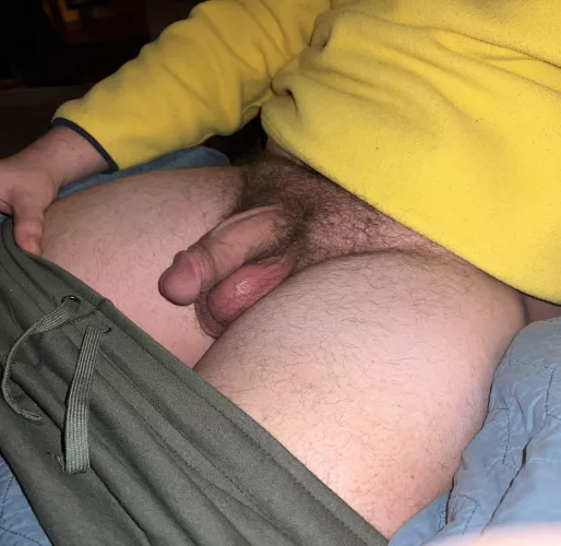 Can you tell how heavy my soft cock and balls are through this picture?