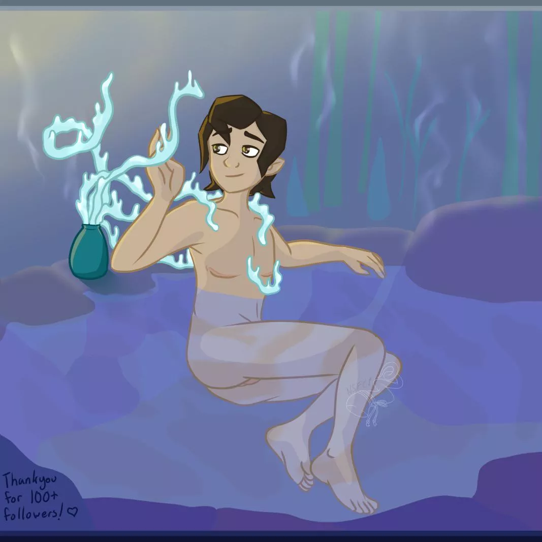 Cedar’s Slime Potion #5 - Icy White in a Hot Onsen (nonbinary oc)