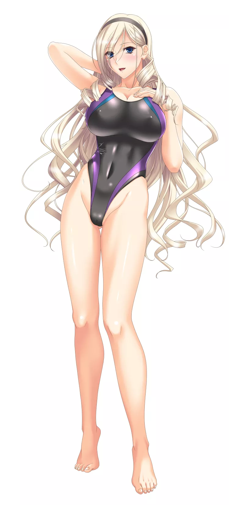 Celia Kumani Entory Flaunting her Two-tone Black Swimsuit [Walkure Romanze] (Mizoro Tadashi)