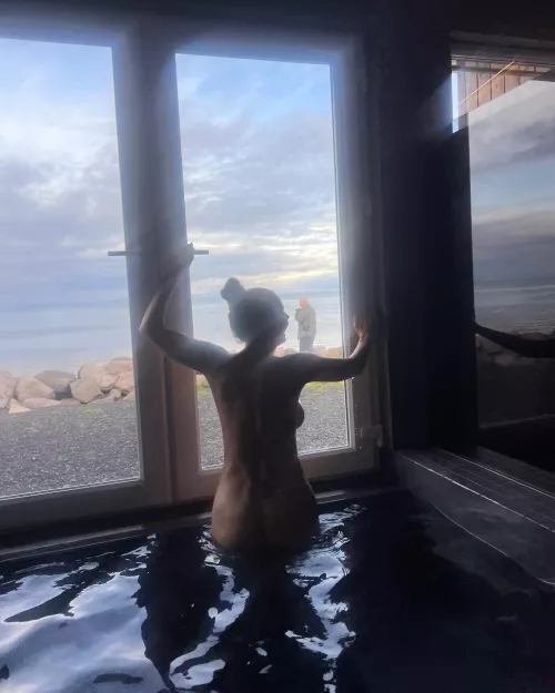 Charisma Carpenter skinny dip in Iceland