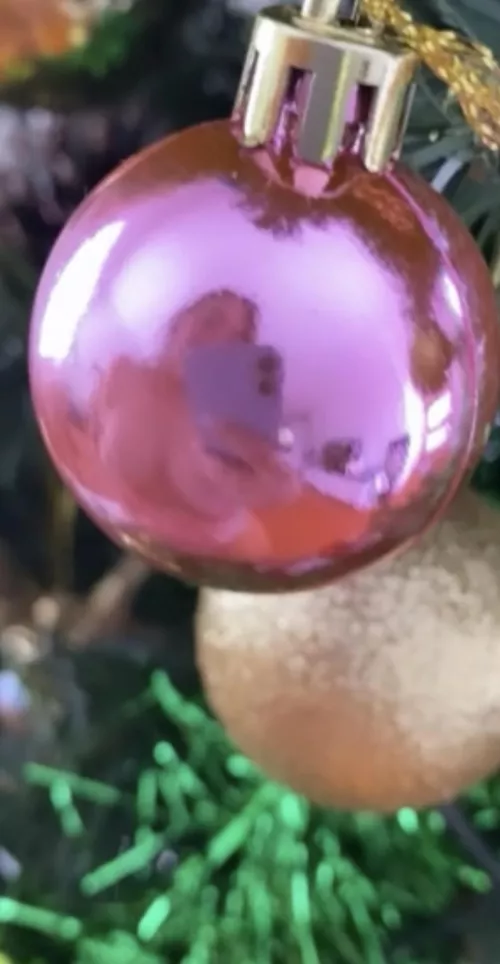 Cheeky reflection putting up the tit-mas tree hehe 😈🎄