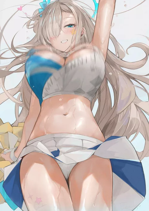 Cheerleader giving it her all