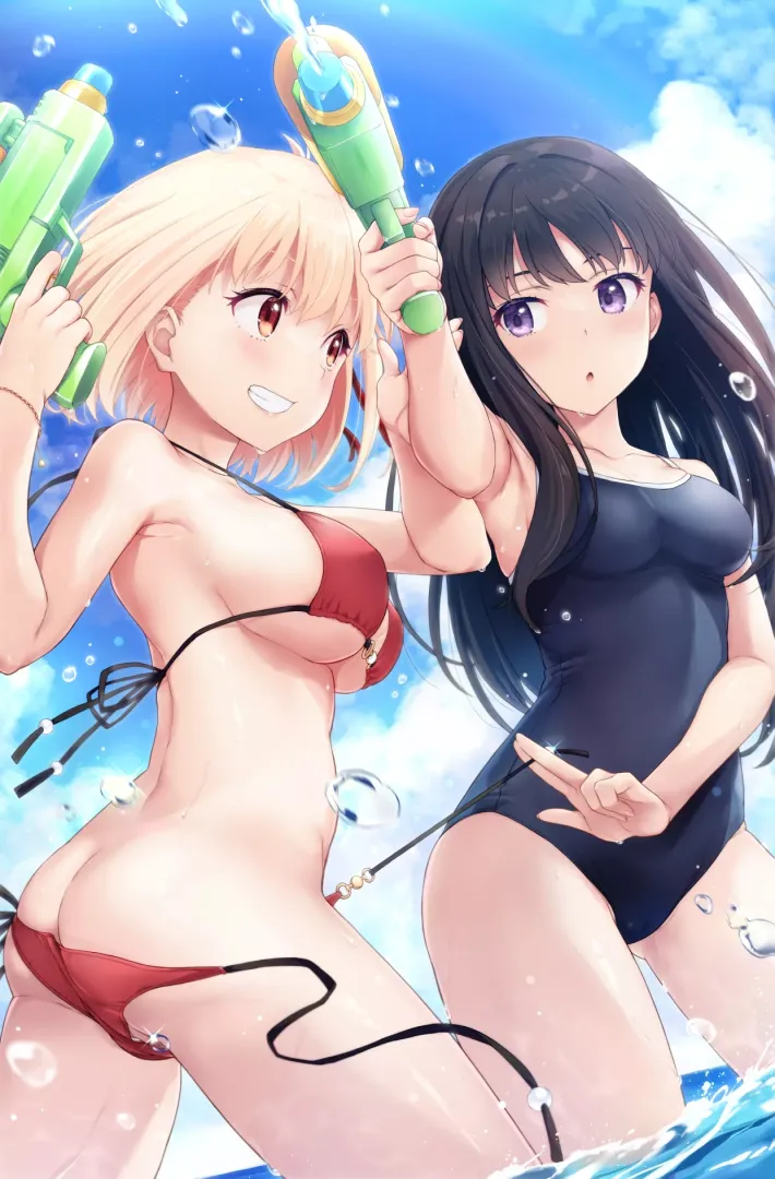 Chisato And Takina Playing Around (Lycoris Recoil)