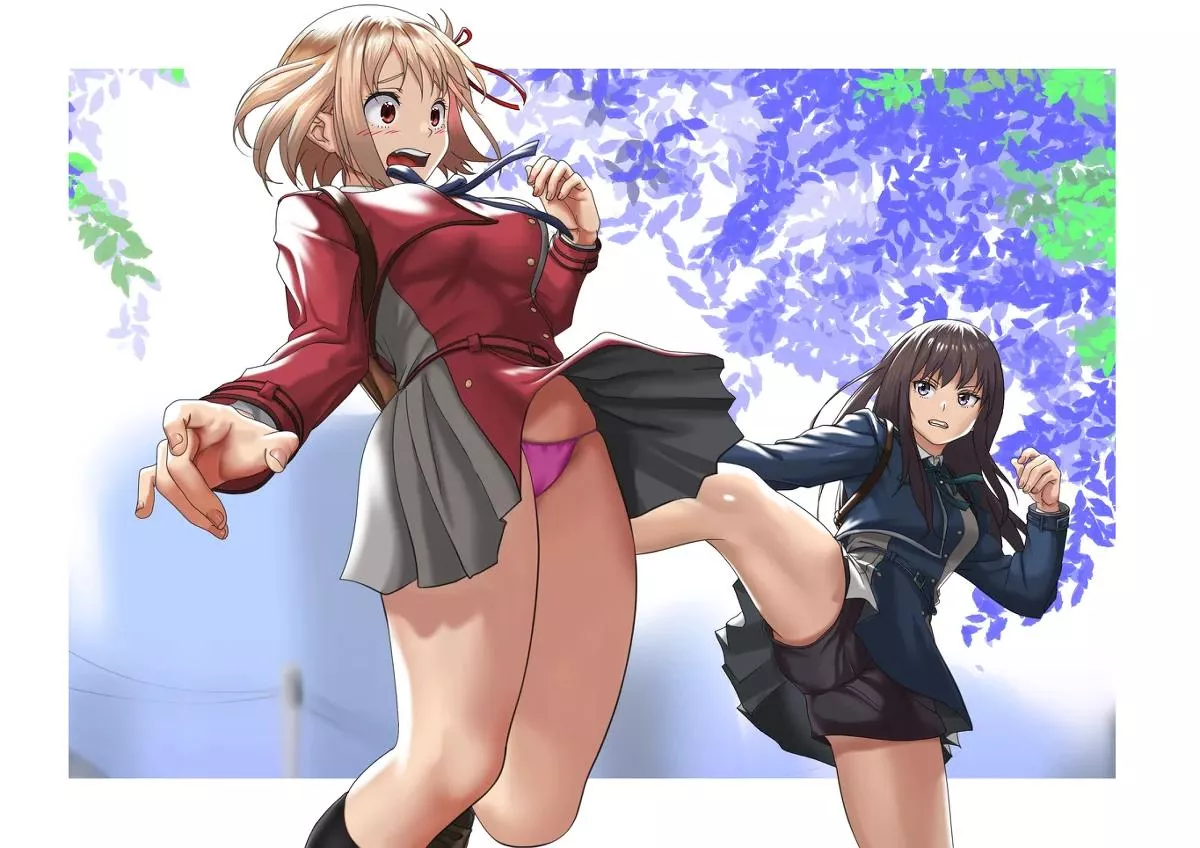 Chisato And Takina Playing Around (Lycoris Recoil)