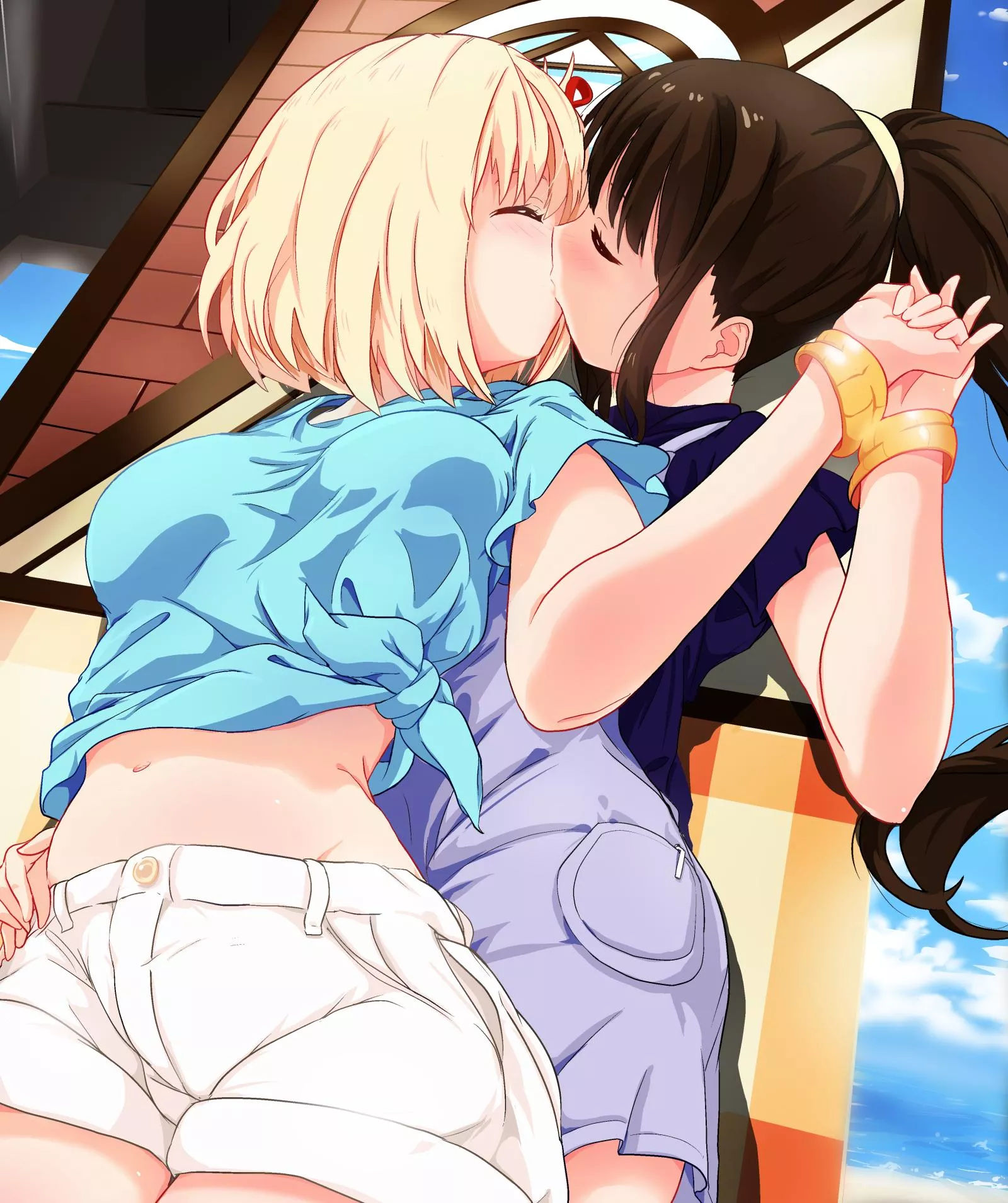 Chisato and Takina sharing a very passionate kiss (By 鏑矢正伝) [Lycoris Recoil]