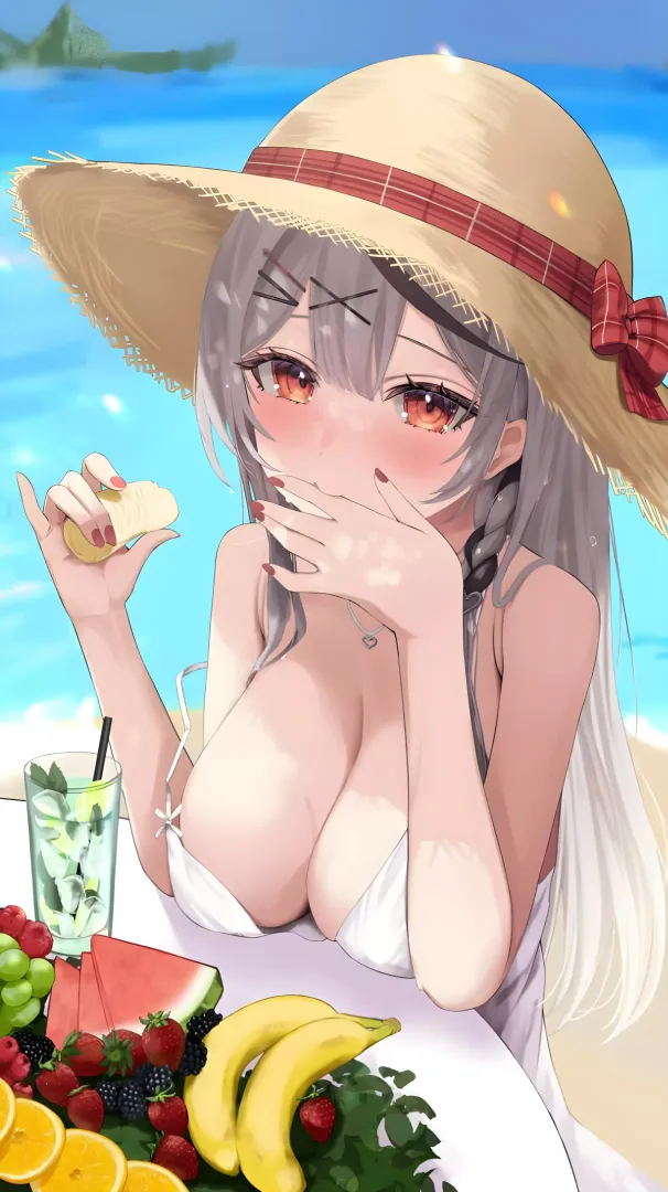 Chloe enjoying a banana