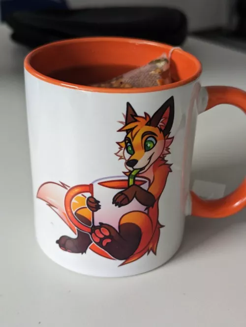 Christening my new cup at work today with some Cherry Tea :3