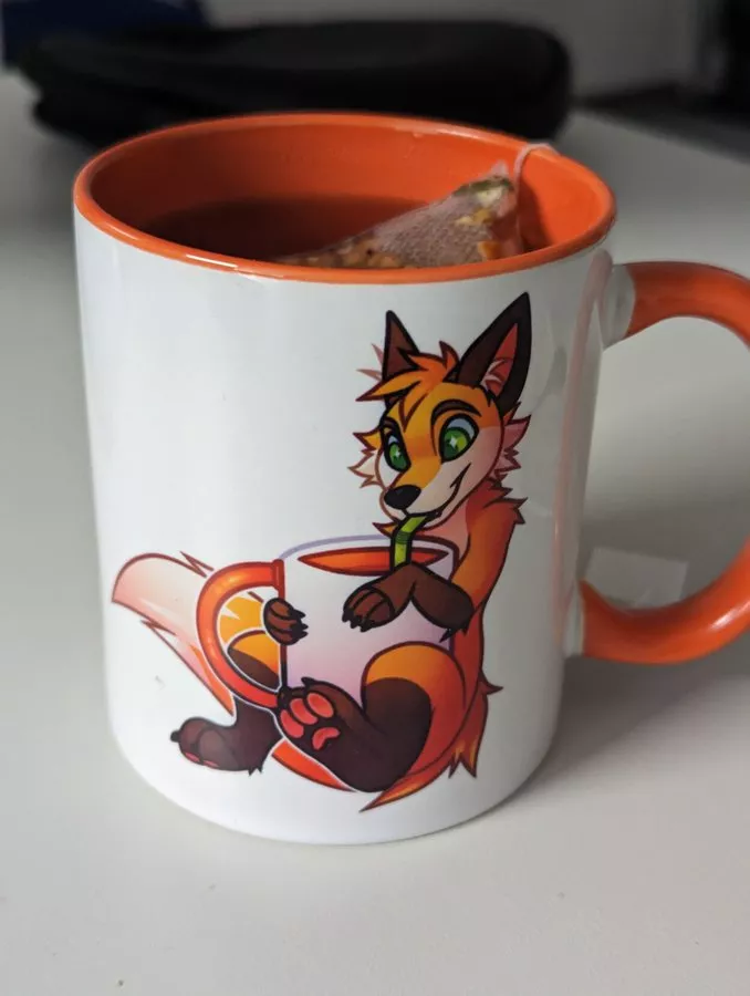 Christening my new cup at work today with some Cherry Tea :3
