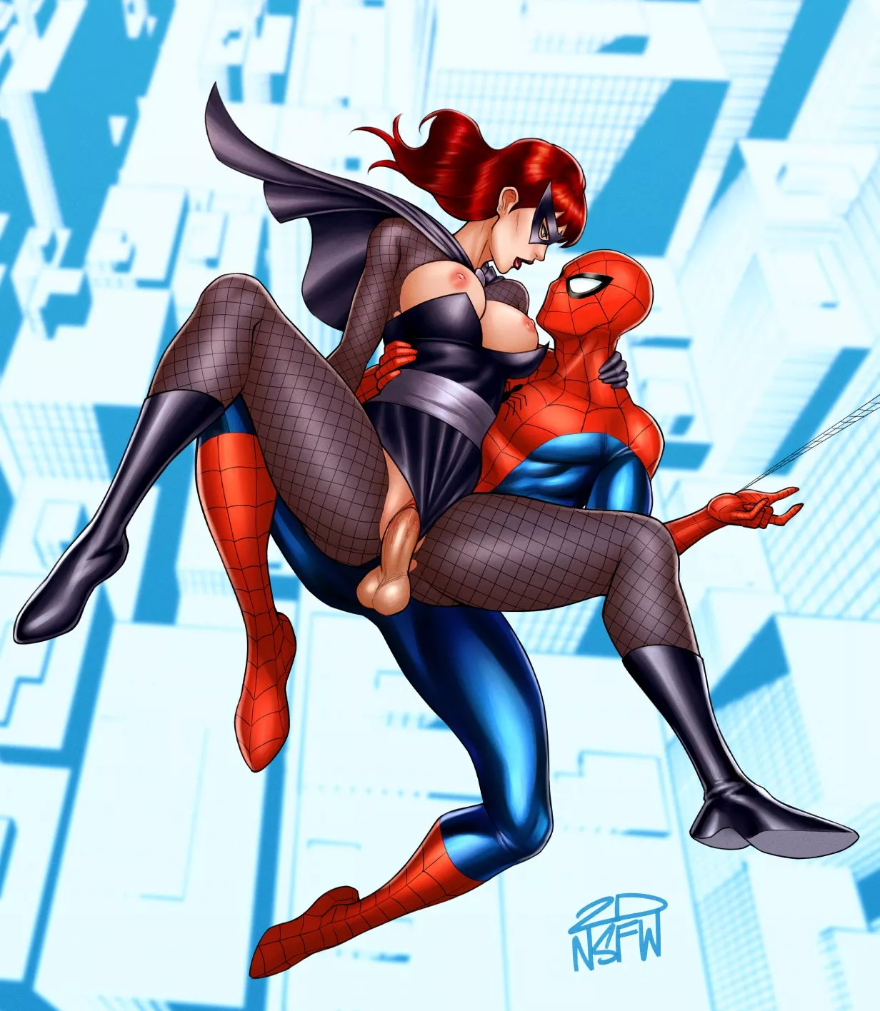 Classic Style Black Widow and Spider-Man (2dswirl)