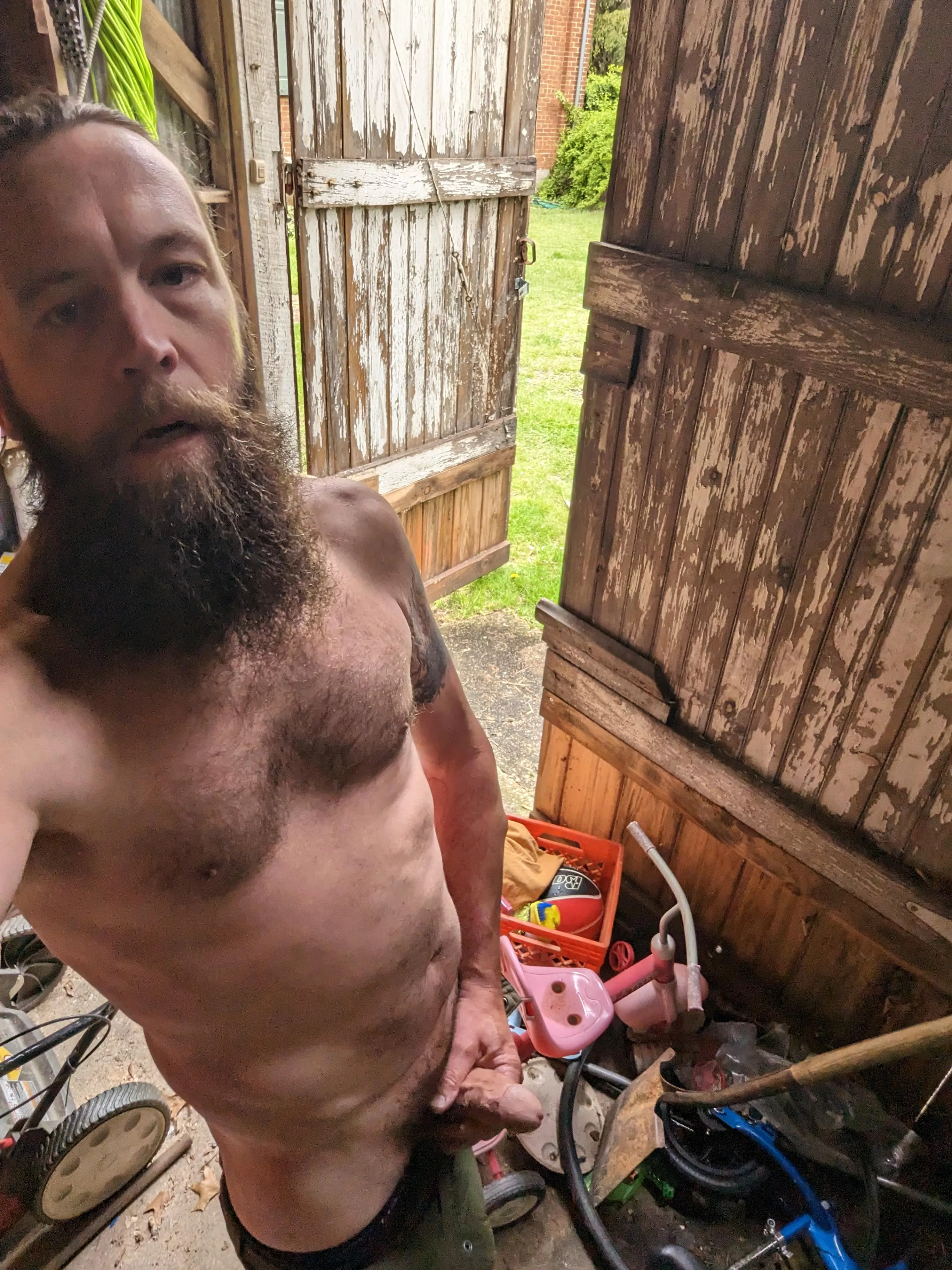 Cleaning out the wood shed.