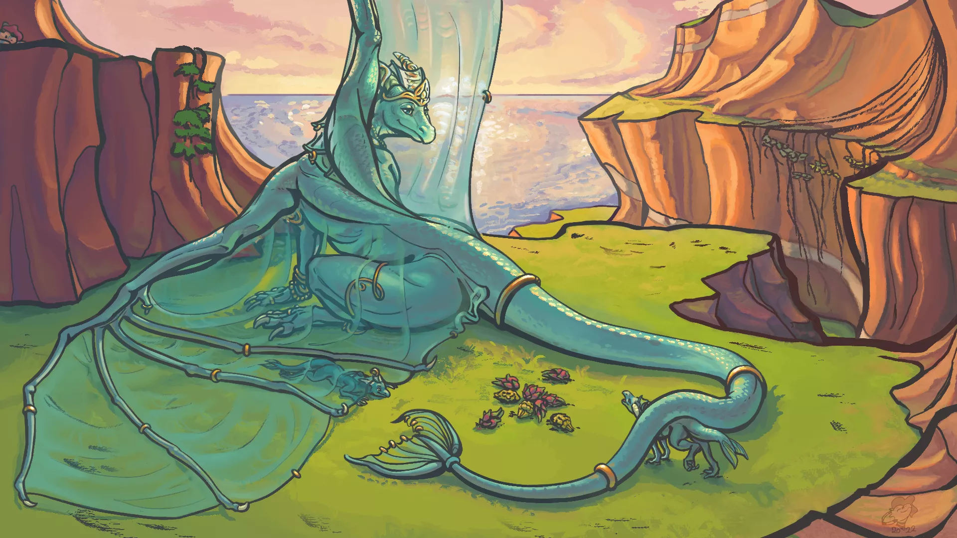 Cliffside dragoness! (art by me! third post here woo)