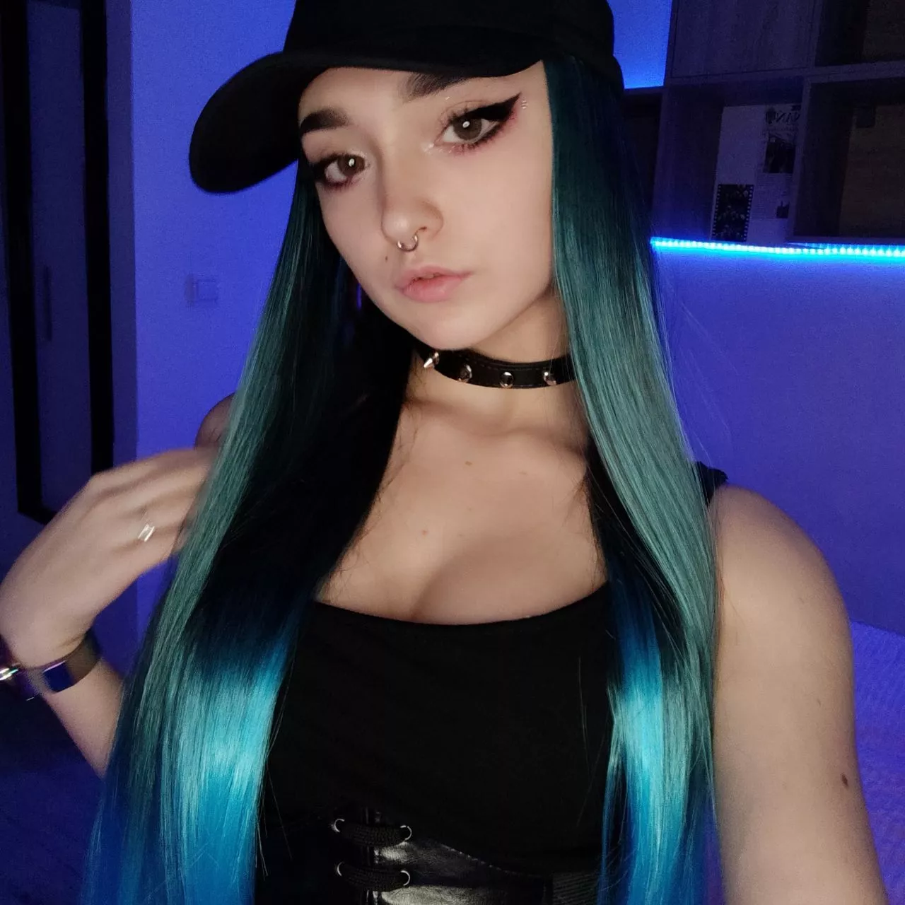 Collars and blue hair