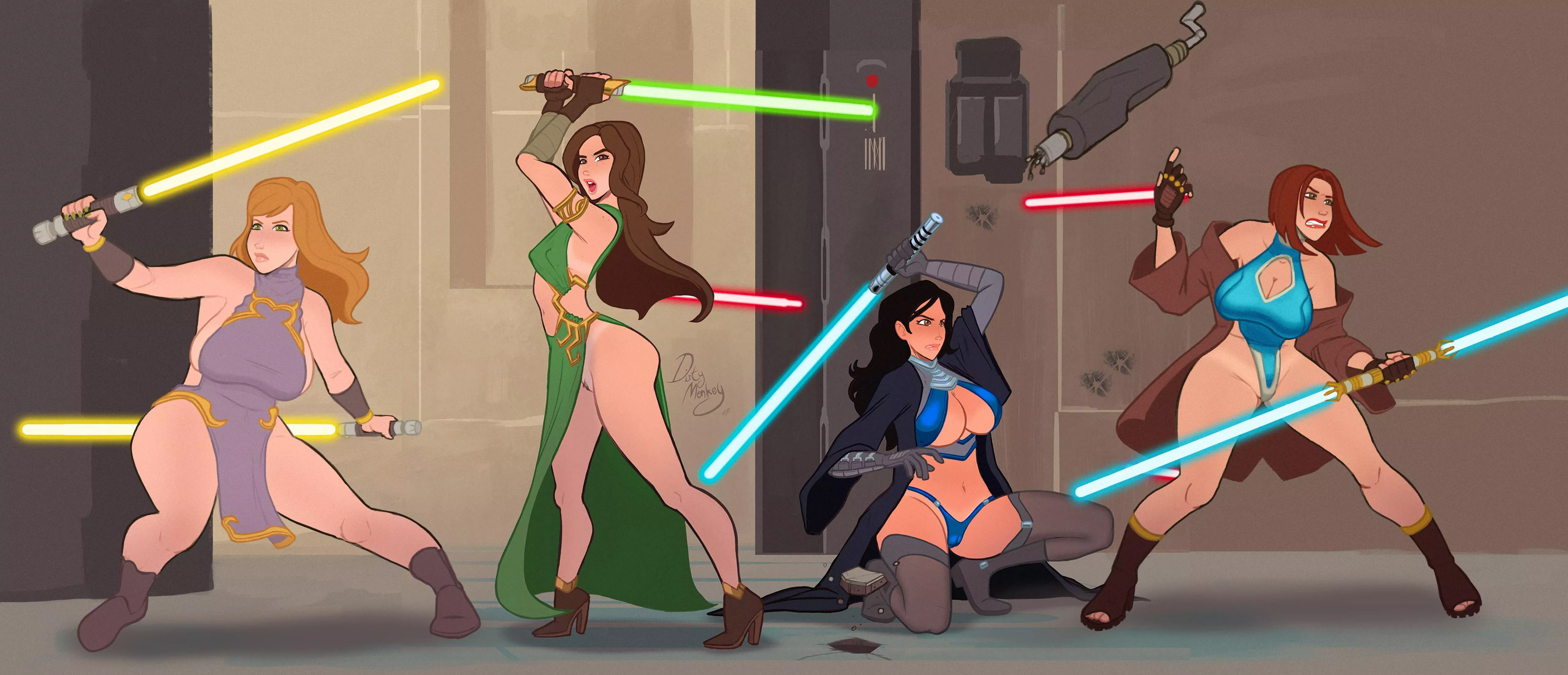 Commission of my OCs Jedi Masters Ri’os and Redd and Jedi Knights Redd and Calle (TheDirtyMonkey) [swtor]