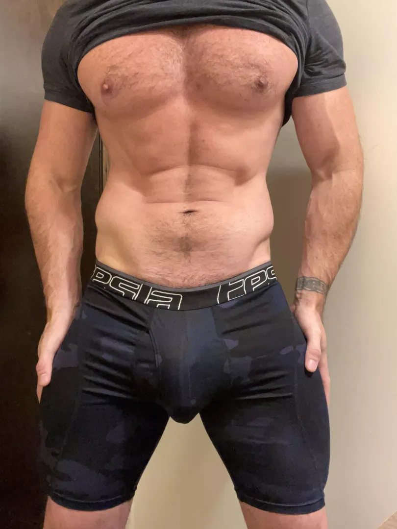 Compression shorts got nothing on my cock