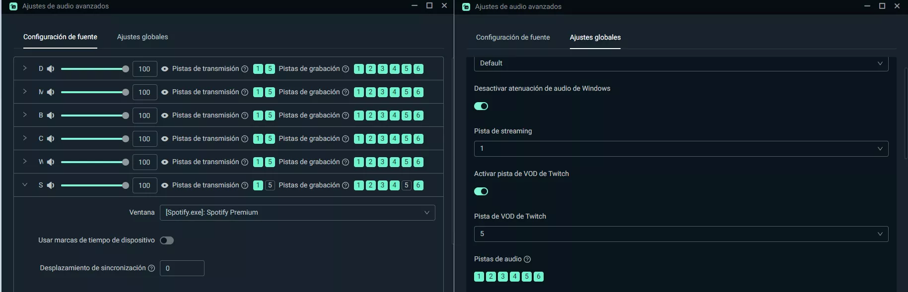 Configuring Streamlabs to NOT record Spotify in twitch VODs. Not sure what I am doing wrong here