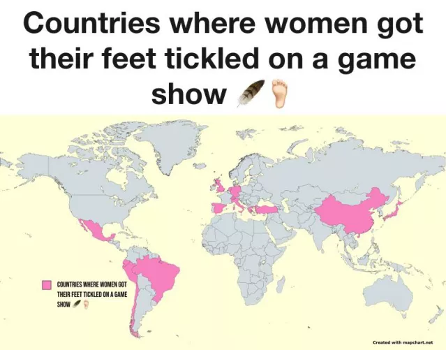 Countries where women got their feet tickled on a game show