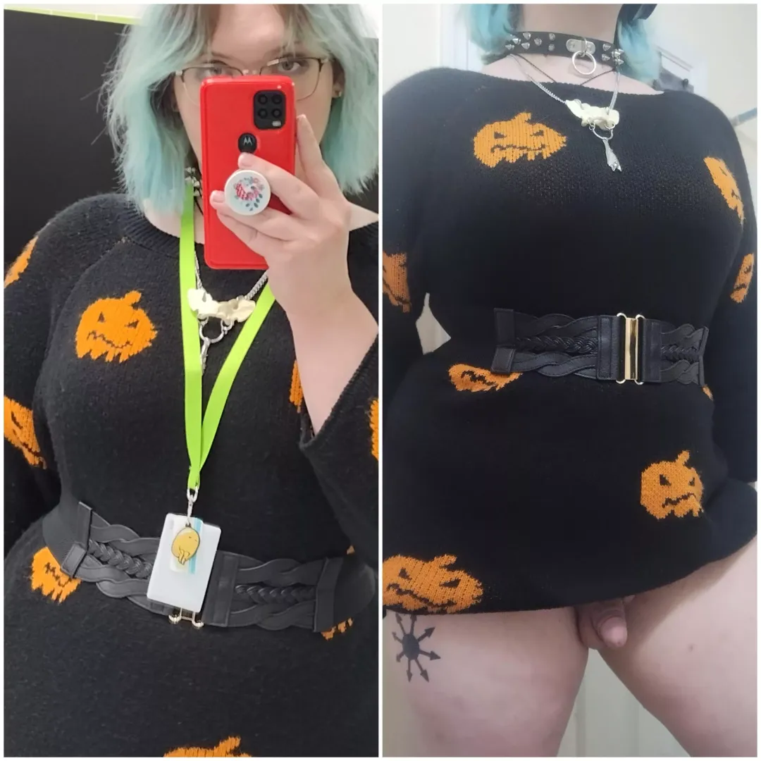 Coworkers don't know the kind of tricks or treats I'm hiding underneath 🎃🧡