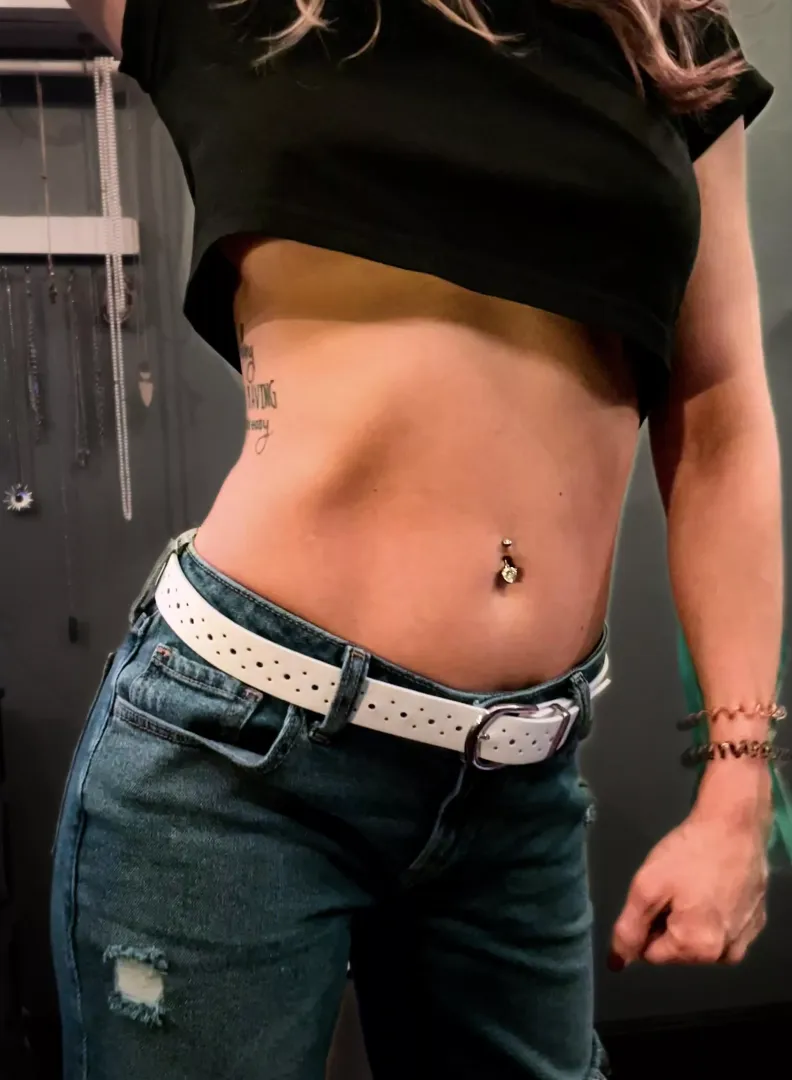 Crop top + belly jewelry.