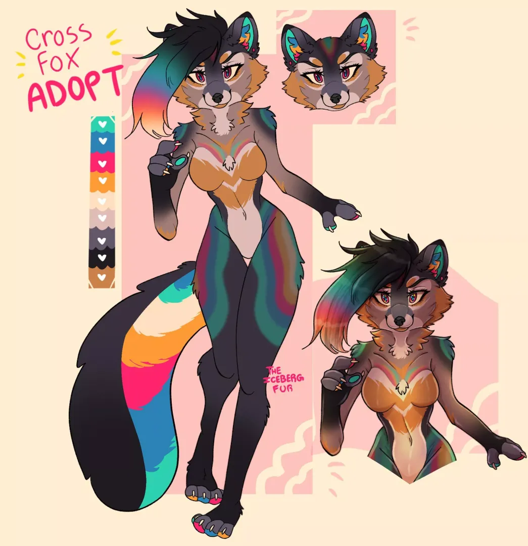 Cross fox adoptable☀️🌈 (Art by me, theicebergfur)