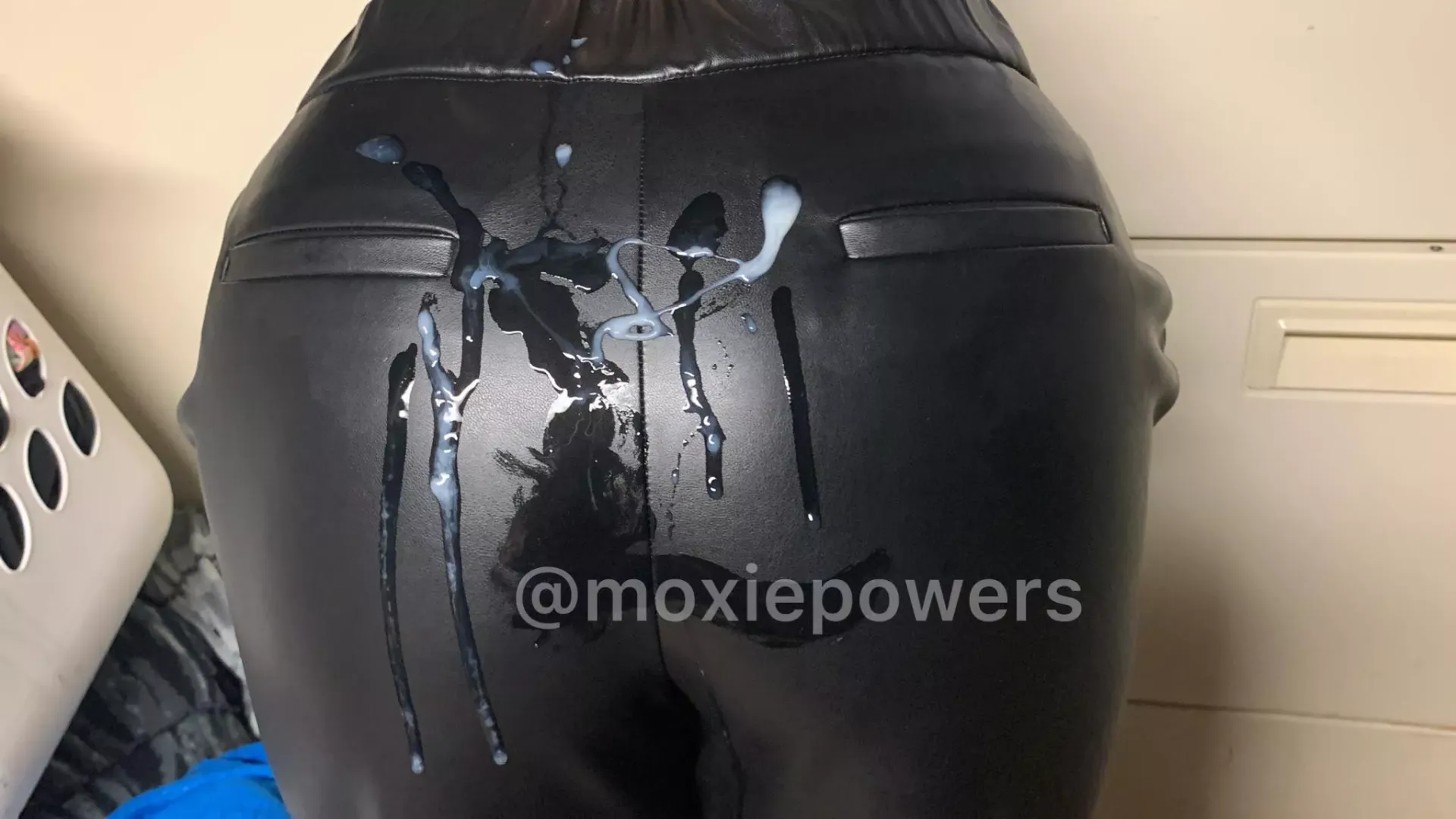 Cum all over my leather covered Milf Ass