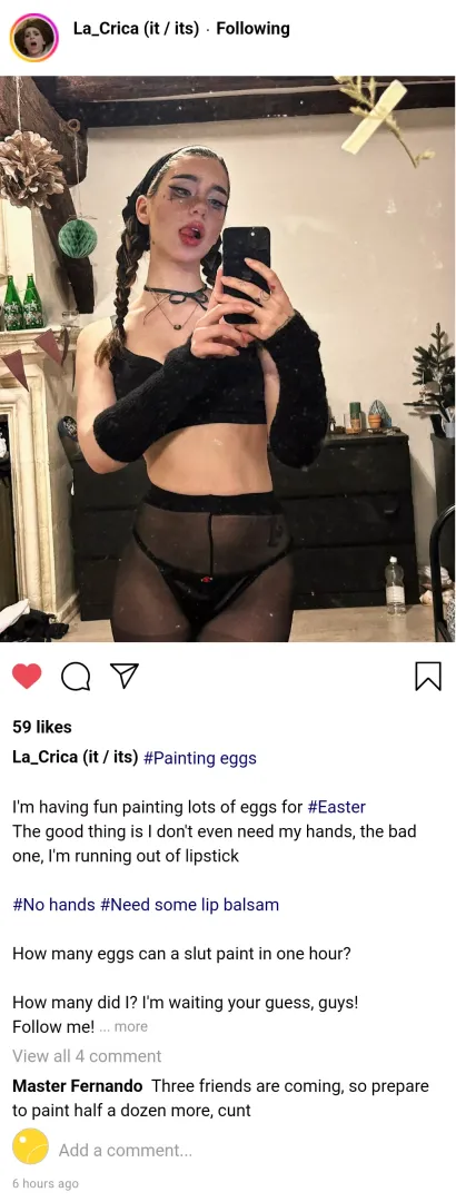 (Cuntagram) (@la_crica) - Easter time, bring your eggs