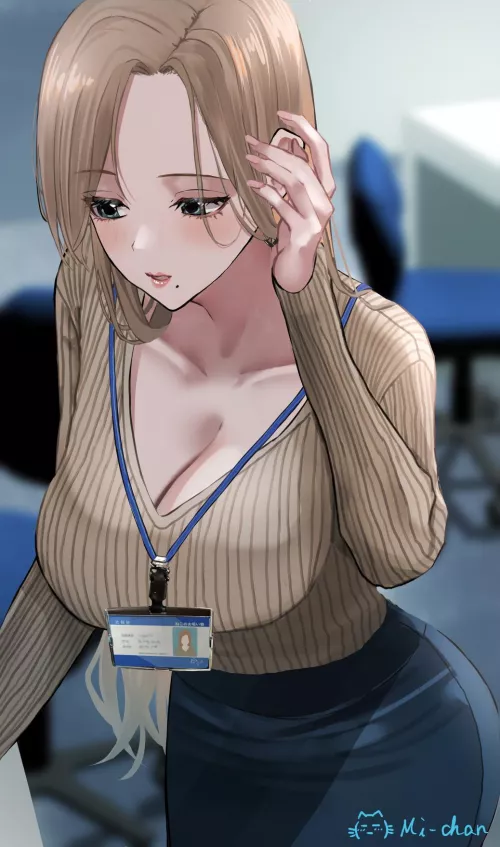 cute OL milf with chin mole [original]