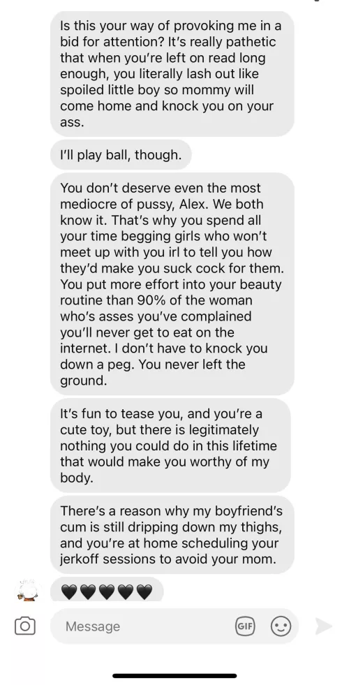 Damn, she just wrecked my existence but I’ve never jerked off harder in my life 🥹😍