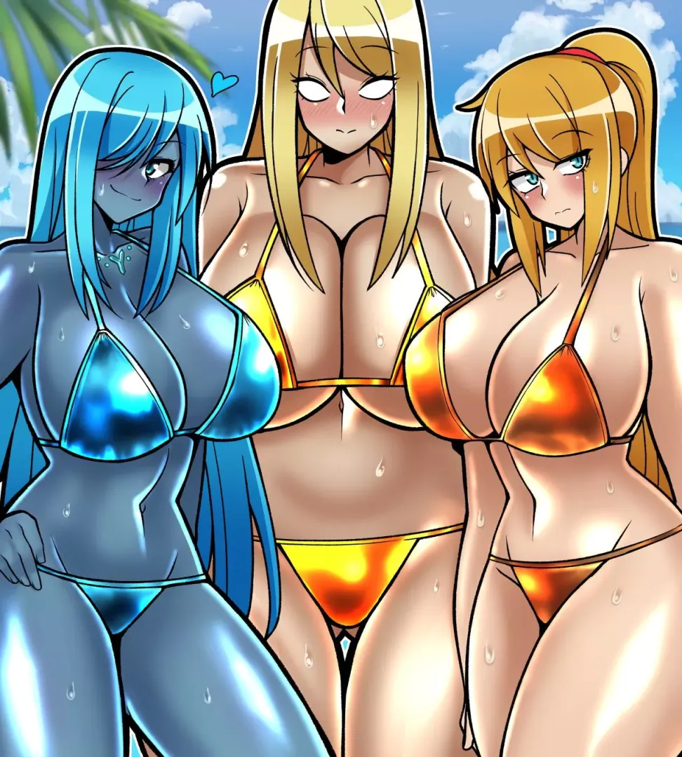 Dark Samus, Samus and SA-X at the Beach [Metroid]