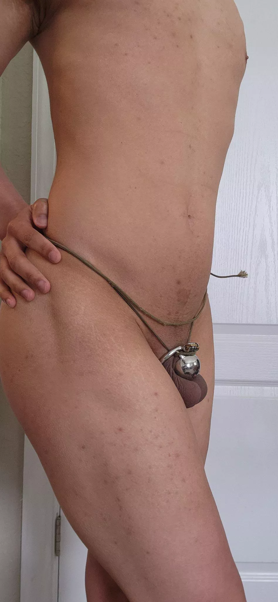 [Day 162 in chastity] Would you unlock me or rail me until I cum with the cage on? 😖😖