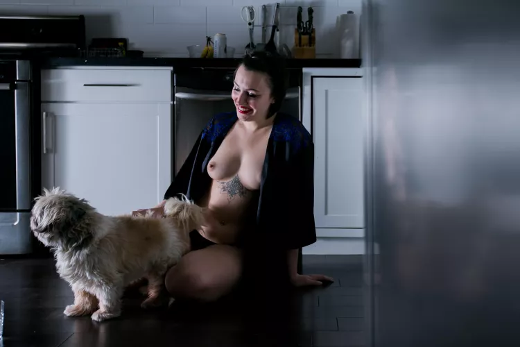 Decided to relax in the kitchen and hang out with my dog instead of being productive!