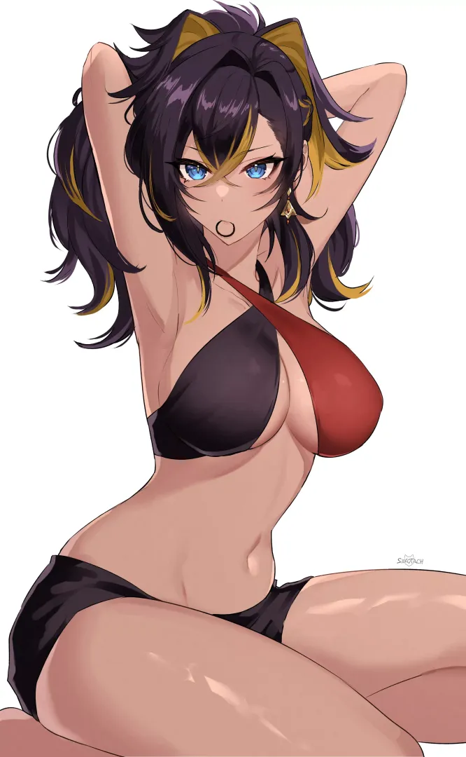 Dehya Fixing Her Hair (sakotach) [Genshin Impact]