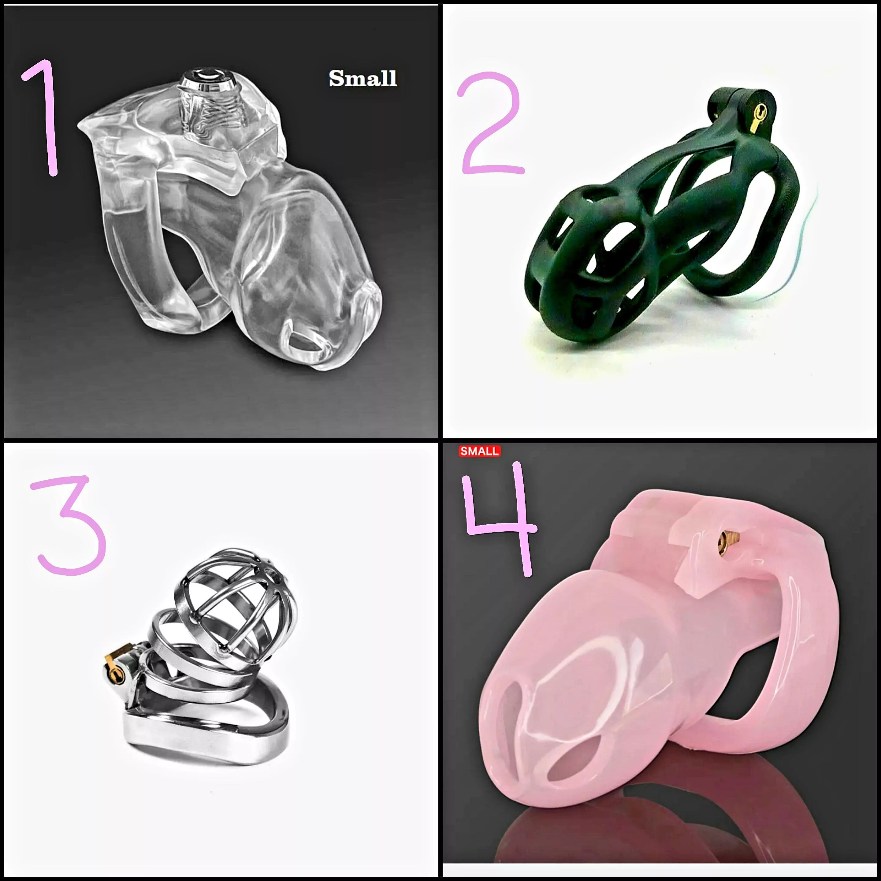 Delete if not allowed) Need help choosing a new chastity, I've narrowed my search down to these 4. Any help would be appreciated, Thanks! xx 😘