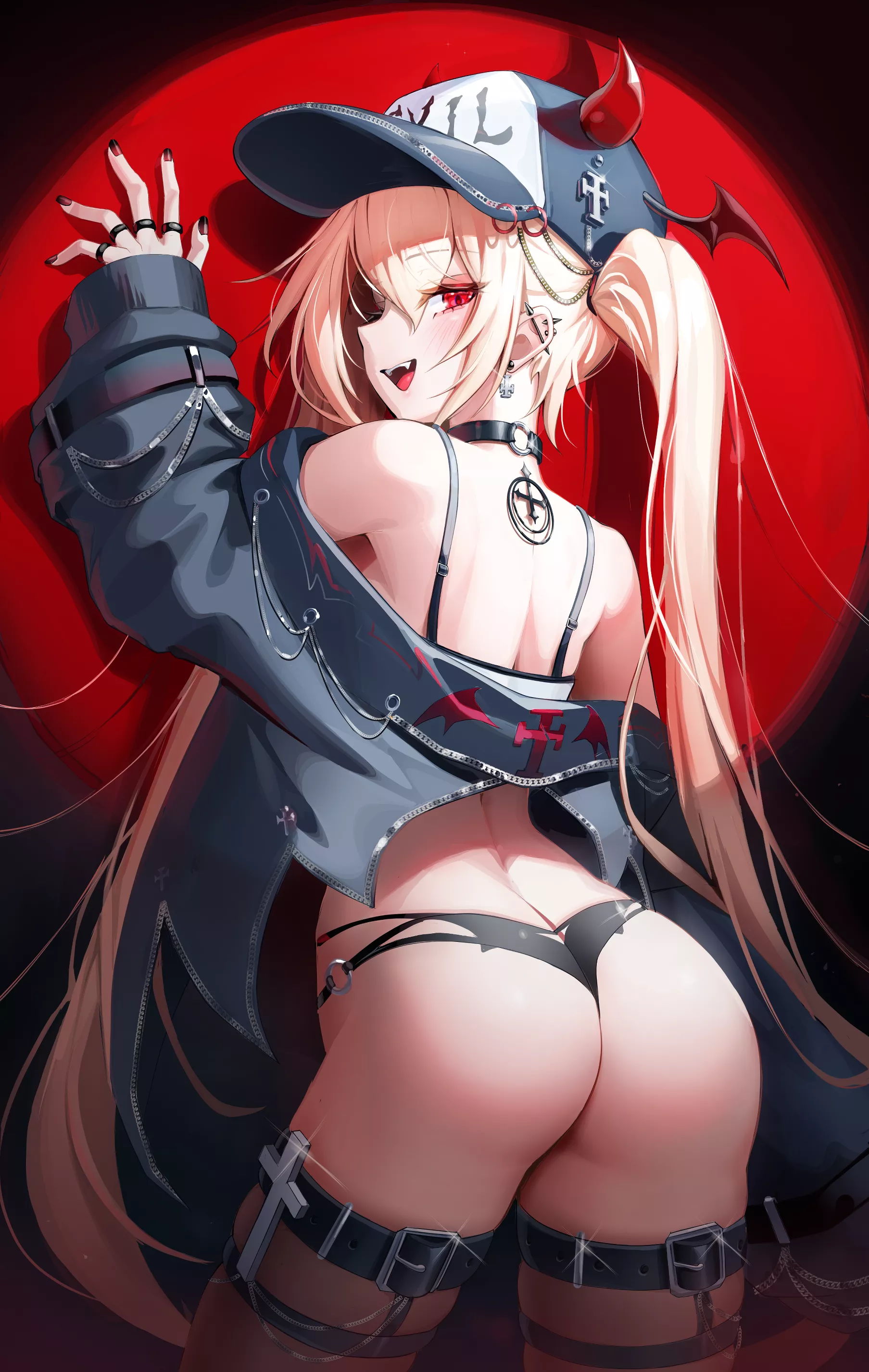 Devil girl showing off her backside