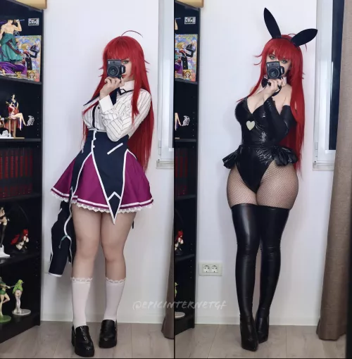 did a Rias Gremory bunny cosplay for Easter!