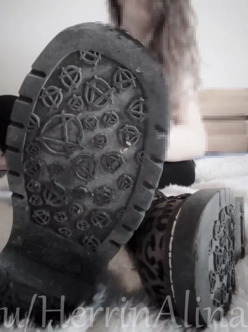 [domme] i don't care what you want. this is all about me. if i tell you to lick my boots. then you will do it. very simple.