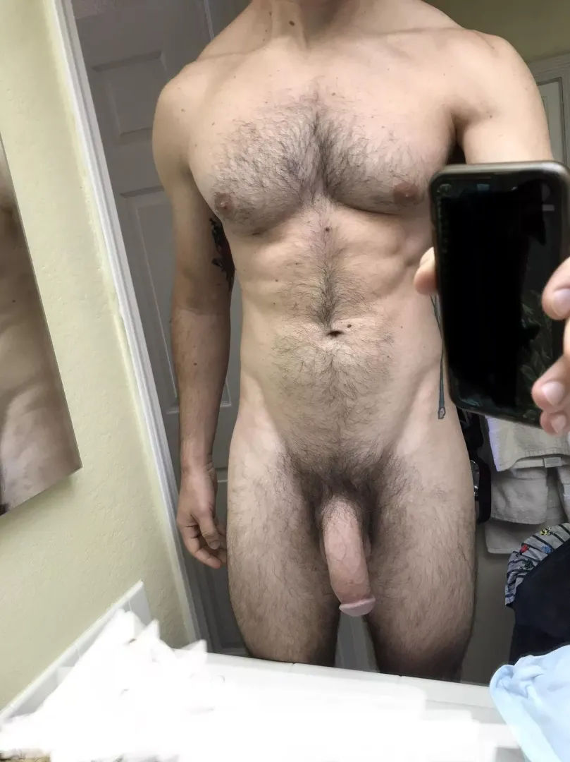 Don’t mind me…Just standing here with my fat dick out.