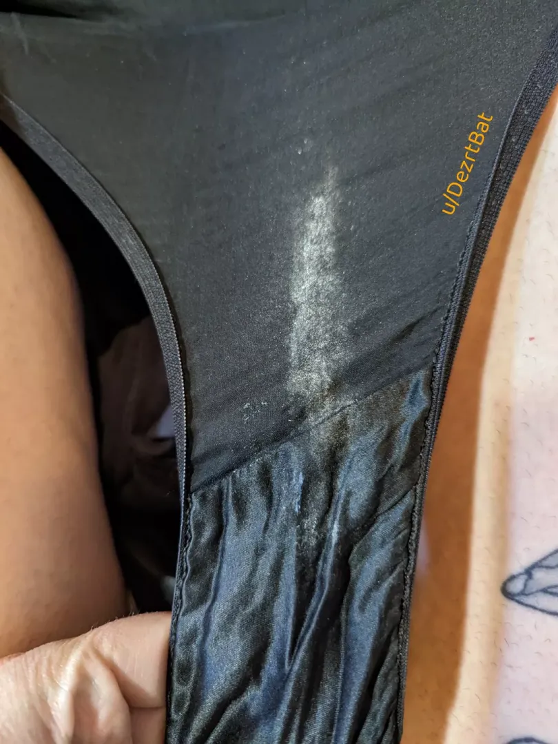Don't you love the sight of my cream dried on dark panties? 😏 I'm just waiting to cum in a pair for you!