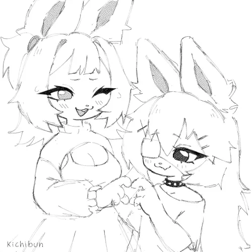 doodle of my ocs being gay, art by me
