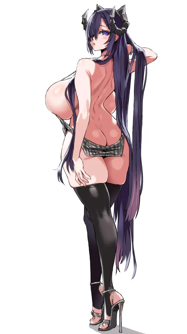Dressed up in high heels and open-back dress